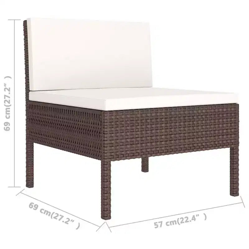 vidaXL Set Lounge da Esterno a 11 Pezzi con Cuscini in Poly Rattan Marrone