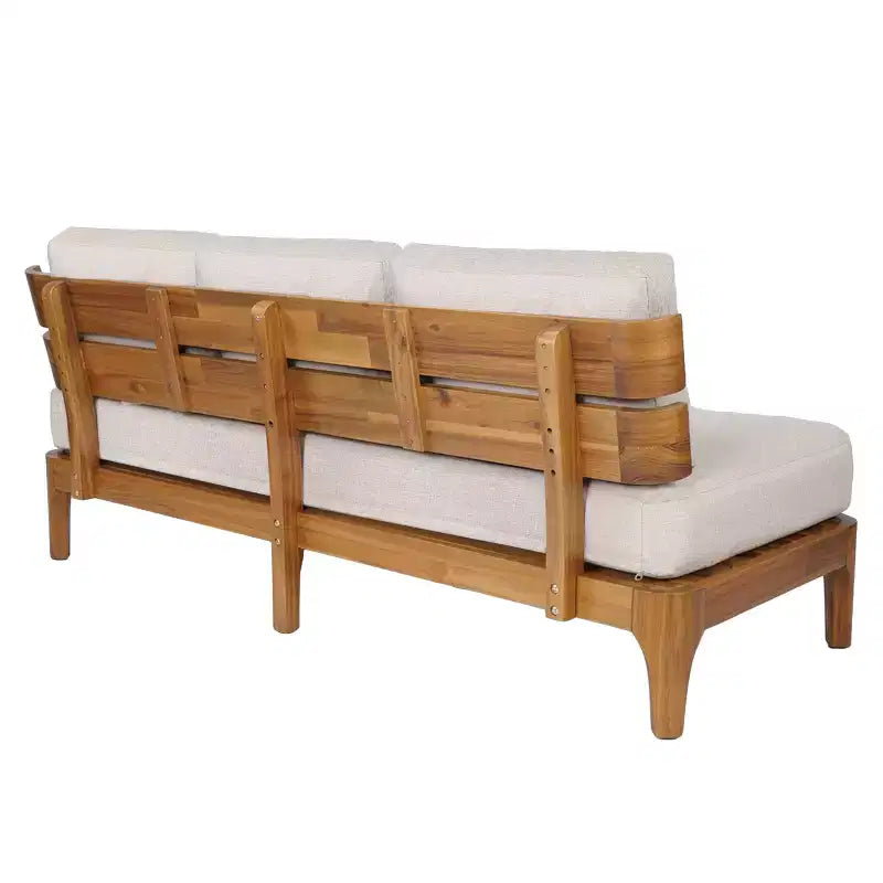 Christopher Knight Home Nikhil Set Conversazione Moderno da 3 Pezzi in Acacia con Cuscini (Tavolo Non Incluso)