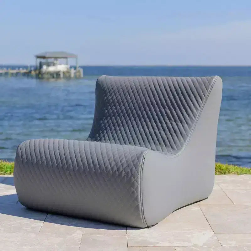 Set Mobili da Esterno Big Joe Solvana, Pelle Cucita in Silicone Cool Touch Resistente alle Intemperie, Sedia Link, Grigio Chiaro di Luna