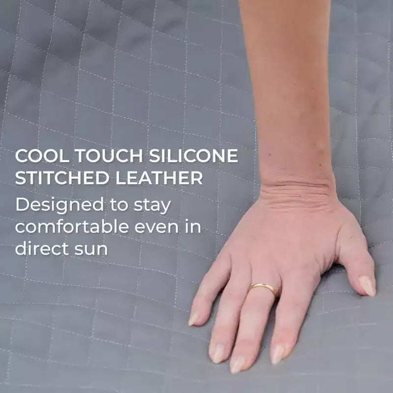 Set Mobili da Esterno Big Joe Solvana, Pelle Cucita in Silicone Cool Touch Resistente alle Intemperie, Sedia Link, Grigio Chiaro di Luna