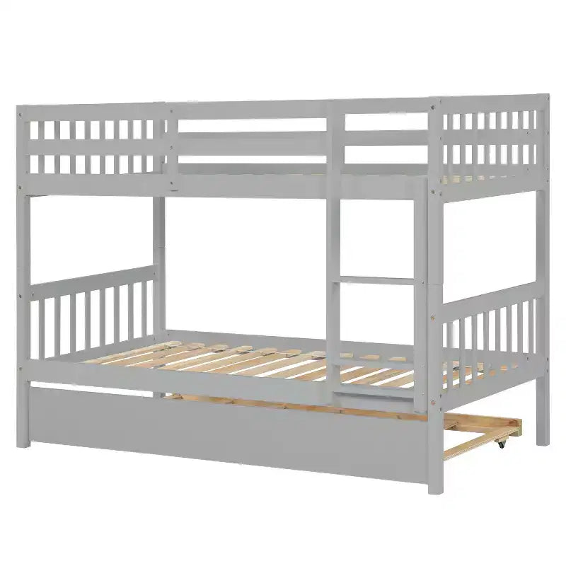 Letto a castello moderno in legno a due piani con letto estraibile, convertibile in 2 letti