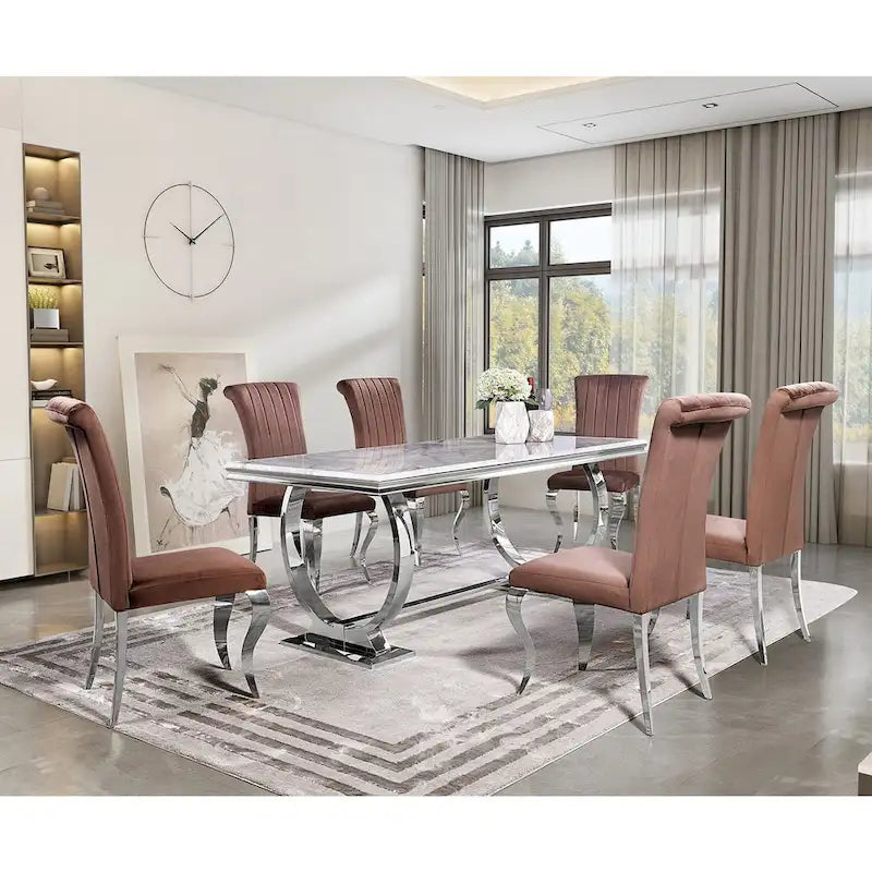 Mejda moderna tal-kamra tal-ikel b’bażi f’forma ta’ U tal-metall tal-istainless steel