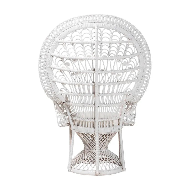Sedia pavone in rattan naturale bianco dallo stile moderno bohémien Kallima