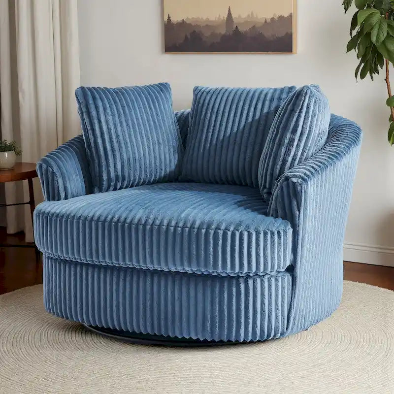 Pultruna Barrel li Tdur, Oversized 43 W, b’Corduroy Plush u Armrests Imdaħħlin