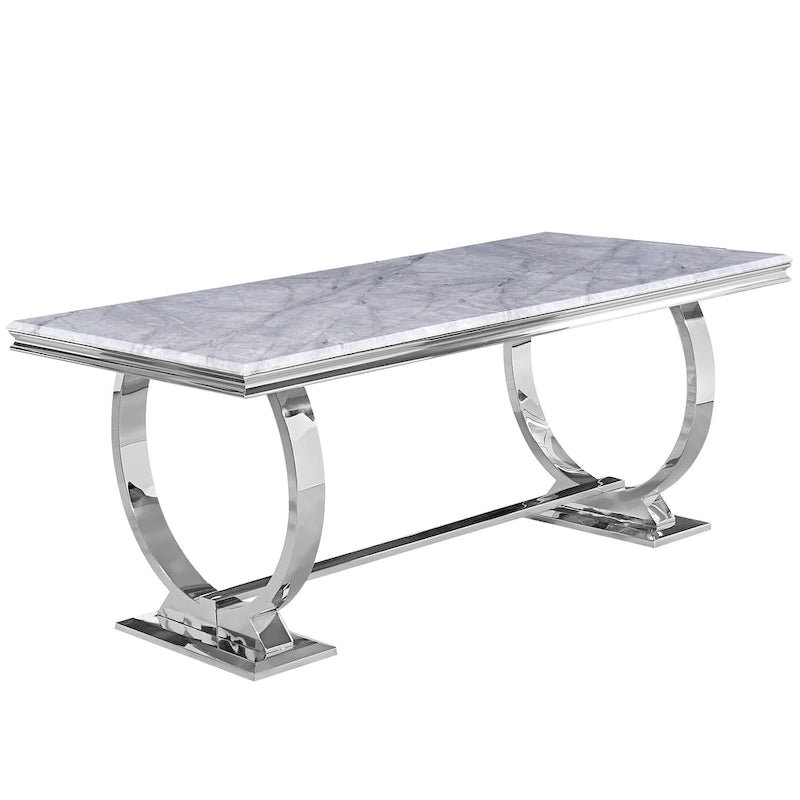 Mejda moderna tal-kamra tal-ikel b’bażi f’forma ta’ U tal-metall tal-istainless steel