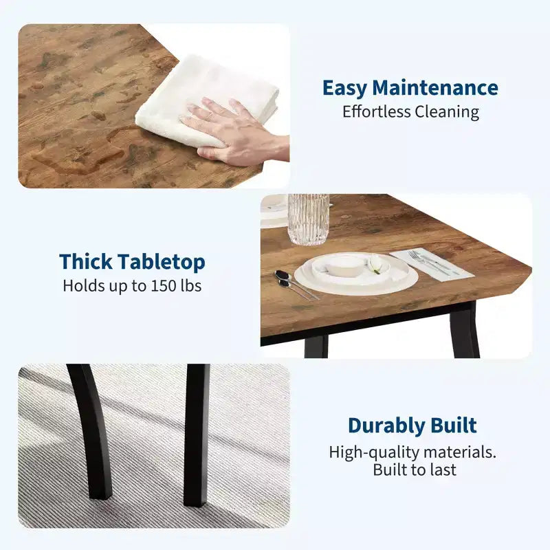 Set da cucina composto da tavolo e sedie con struttura in metallo, 5 pezzi, con design smussato