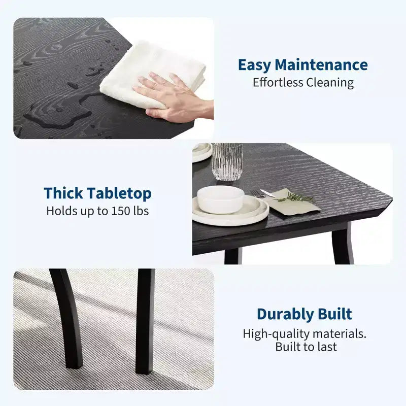 Set da cucina composto da tavolo e sedie con struttura in metallo, 5 pezzi, con design smussato