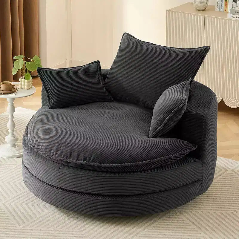 360 Swivel Accent Chair, Barrel Chair Swivel Round Sofa Chair with Cushion for Living Room