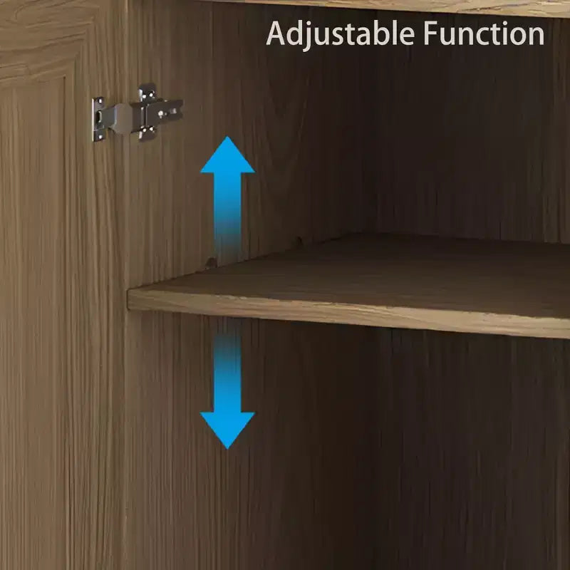Armadio decorativo con 12 ripiani da 157 cm in vimini nero ad alta venatura del legno