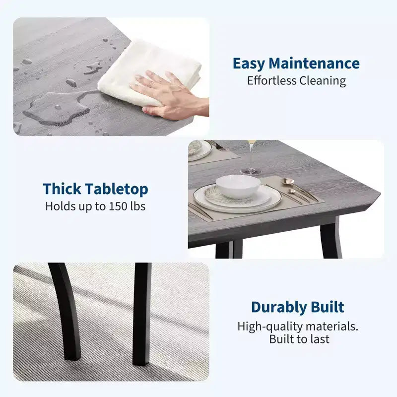 Set da cucina composto da tavolo e sedie con struttura in metallo, 5 pezzi, con design smussato