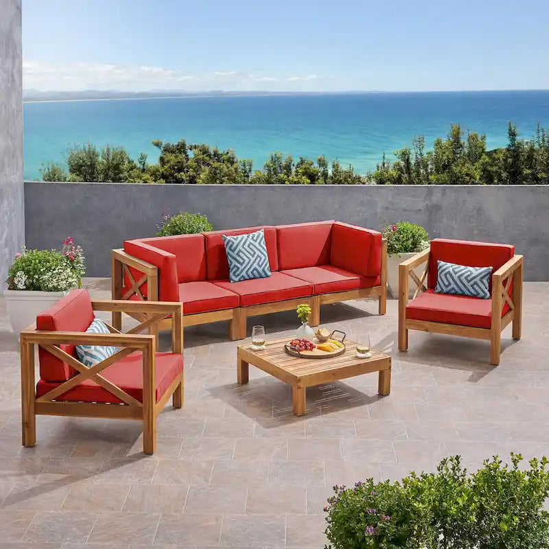 Set da conversazione da esterno Brava in legno di acacia, 6 pezzi, di Christopher Knight Home