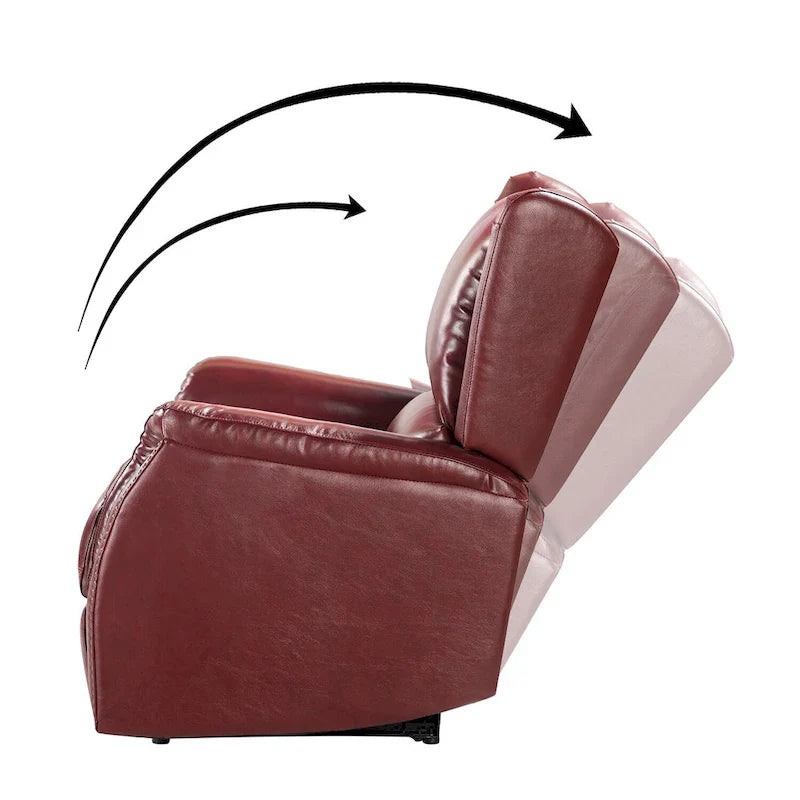 Poltrona relax elettrica in vera pelle con porta USB - Set di 2 con schienale a orecchioni e borchie