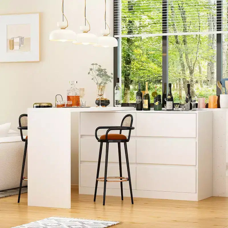 Credenza buffet girevole/estensibile intelligente con 6 cassetti, piano di lavoro estensibile, tappetino antiscivolo, tavolo da pranzo girevole, dispensa a isola da cucina