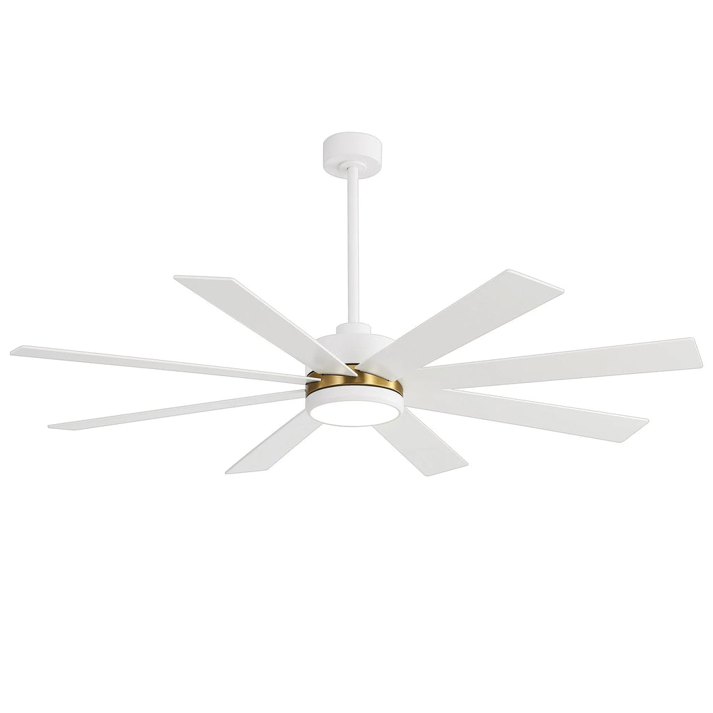 Ventilatore da soffitto nero da 65 pollici con 8 pale, LED, luce e telecomando