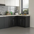 Mobile angolare da cucina efficiente, isola da cucina a L: ampio spazio contenitore con cassetti scorrevoli fluidi, piano di lavoro con protezione UV