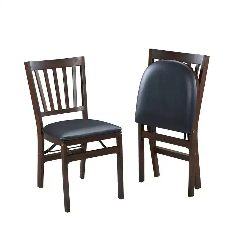 Sedia pieghevole marrone espresso con sedile imbottito, set da 2