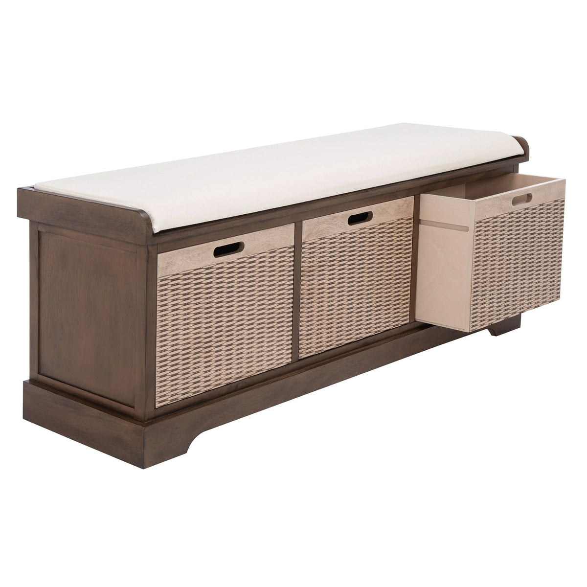 Bank tal-ħażna SAFAVIEH Fiorello bi 3 kxaxen u kuxxin - 47.3 W x 15 L x 19 H - 47Wx15Dx19H
