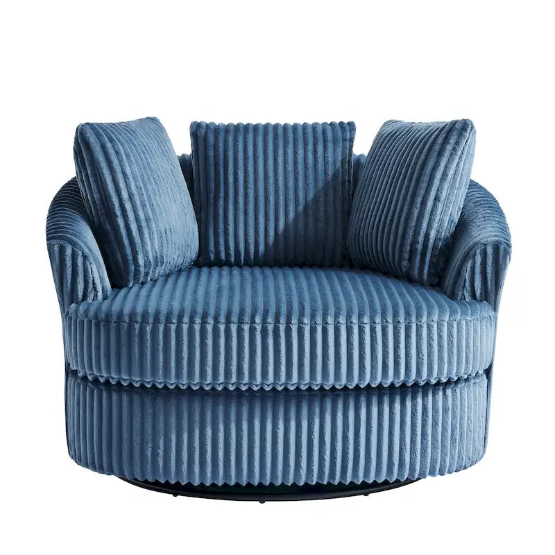 Pultruna Barrel li Tdur, Oversized 43 W, b’Corduroy Plush u Armrests Imdaħħlin