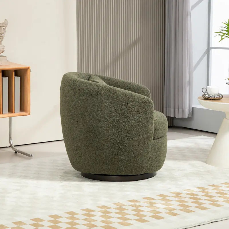 Poltrona Girevole Imbottita a Botte con Contenitore, Sedia Moderna da Salotto per Camera da Letto/Ufficio/Zone Lettura