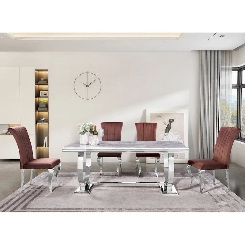 Mejda moderna tal-kamra tal-ikel b’bażi f’forma ta’ U tal-metall tal-istainless steel