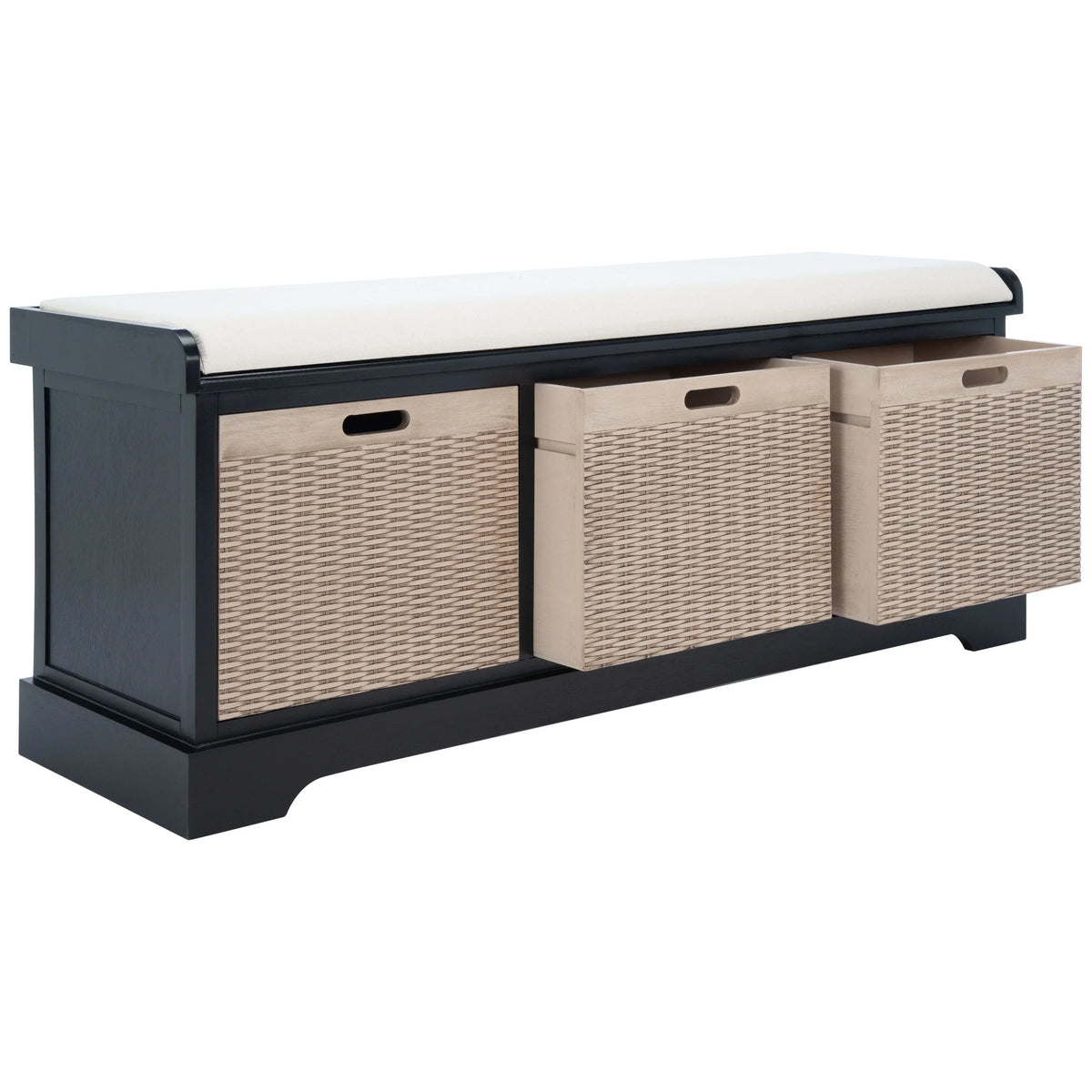 Bank tal-ħażna SAFAVIEH Fiorello bi 3 kxaxen u kuxxin - 47.3 W x 15 L x 19 H - 47Wx15Dx19H