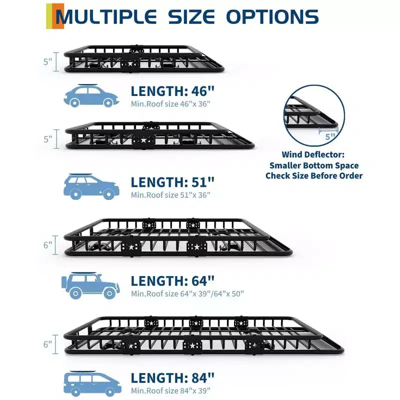 Cestello portapacchi universale da tetto con estensione, nero, per SUV, capacità 113 kg