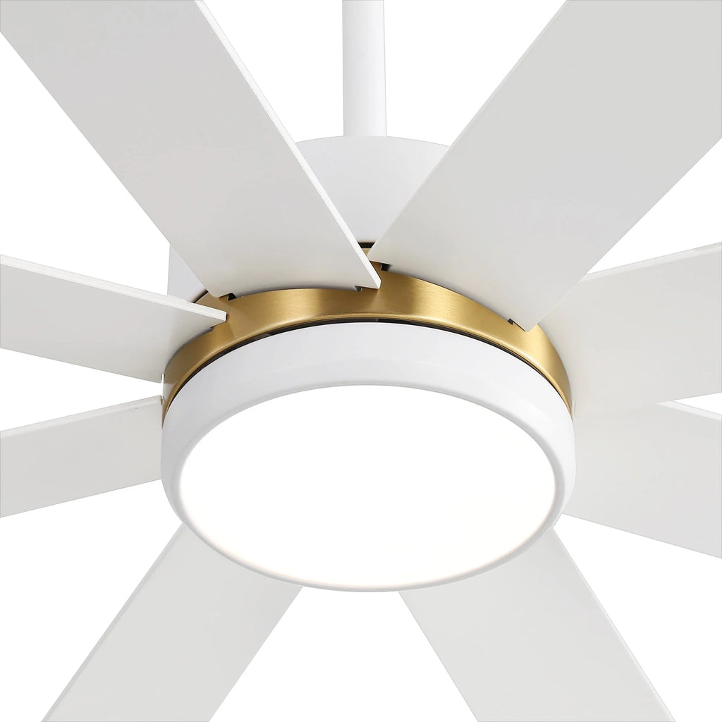 Ventilatore da soffitto nero da 65 pollici con 8 pale, LED, luce e telecomando