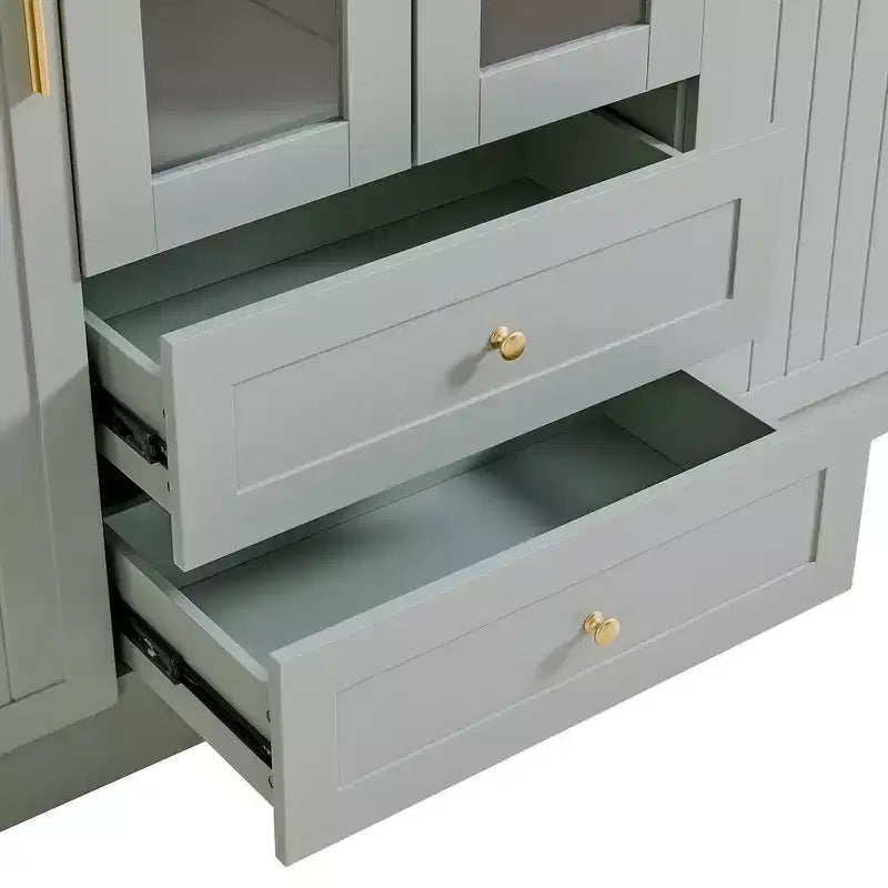 Dispensa da cucina indipendente Whisen alta 71', grande mobile contenitore per sala da pranzo con credenza e buffet a 6 ante, ripiani regolabili