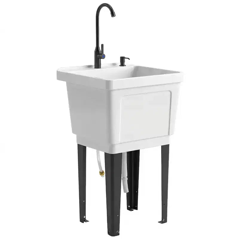 Portable Utility Sink Laundry Tub, Freestanding Laundry Sink with Faucet Soap Dispenser Hoses