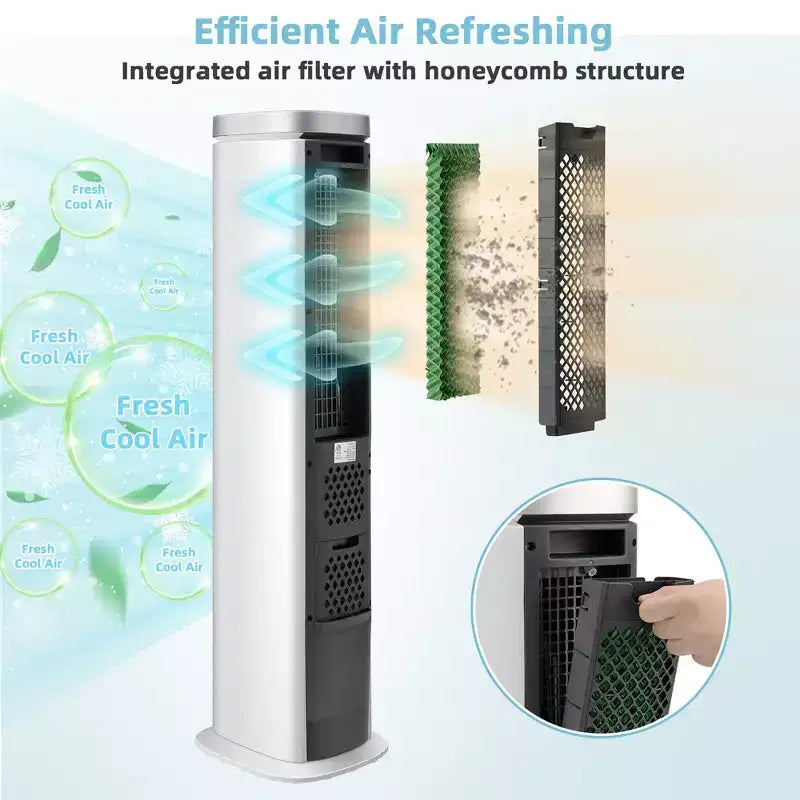Costway 3-in-1 draagbare verdampingsluchtkoeler, 40' bladloze verkoelingstorenventilator met timer