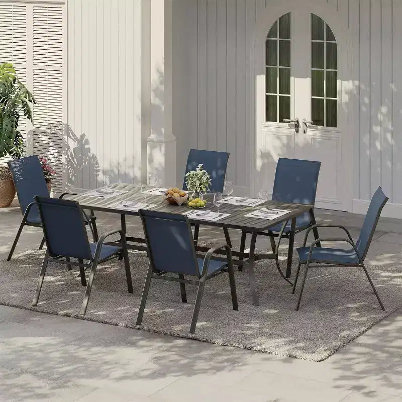 Sedie da patio, set di 4/6 sedie da pranzo impilabili per esterni, leggere e resistenti a tutte le condizioni atmosferiche, in textilene, con braccioli, per giardino e bordo piscina