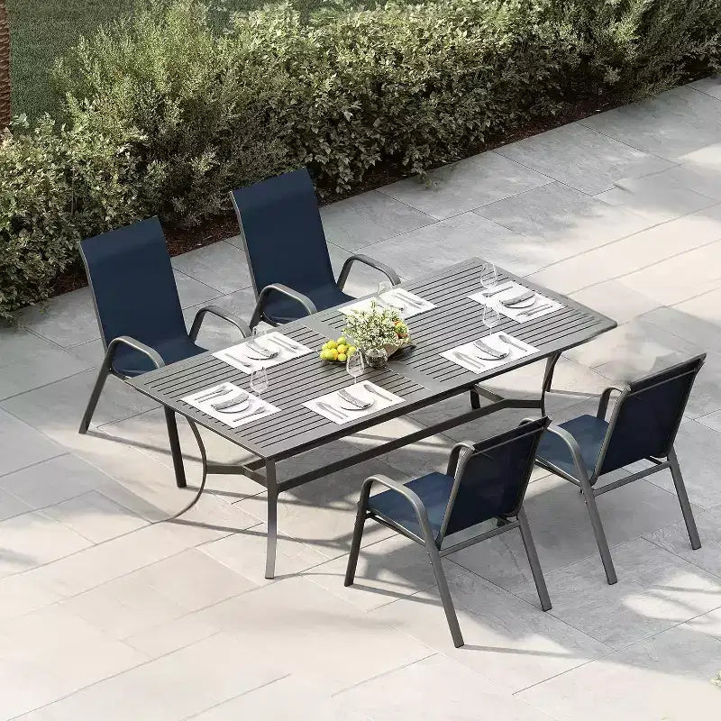 Sedie da patio, set di 4/6 sedie da pranzo impilabili per esterni, leggere e resistenti a tutte le condizioni atmosferiche, in textilene, con braccioli, per giardino e bordo piscina