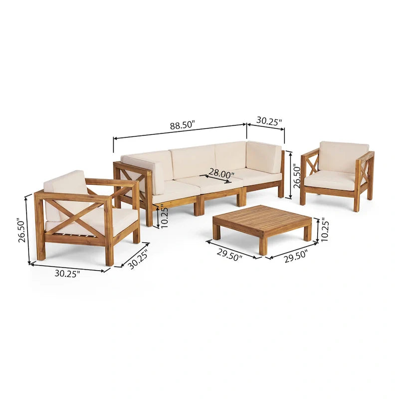 Set da conversazione da esterno Brava in legno di acacia, 6 pezzi, di Christopher Knight Home