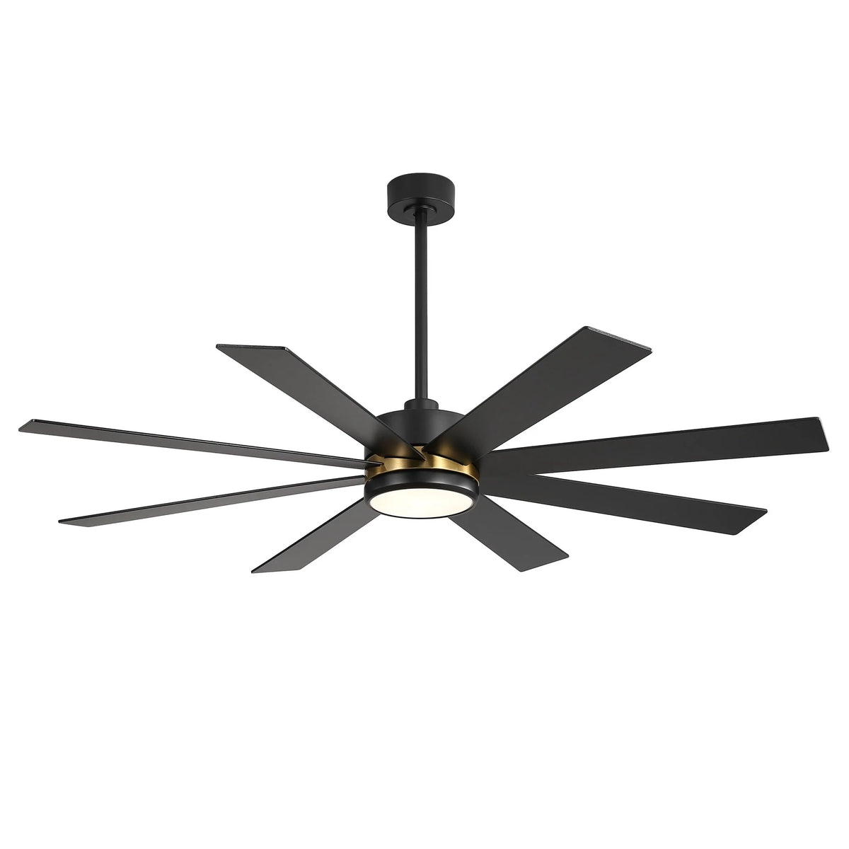Ventilatore da soffitto nero da 65 pollici con 8 pale, LED, luce e telecomando