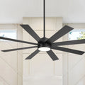 Ventilatore da soffitto nero da 65 pollici con 8 pale, LED, luce e telecomando
