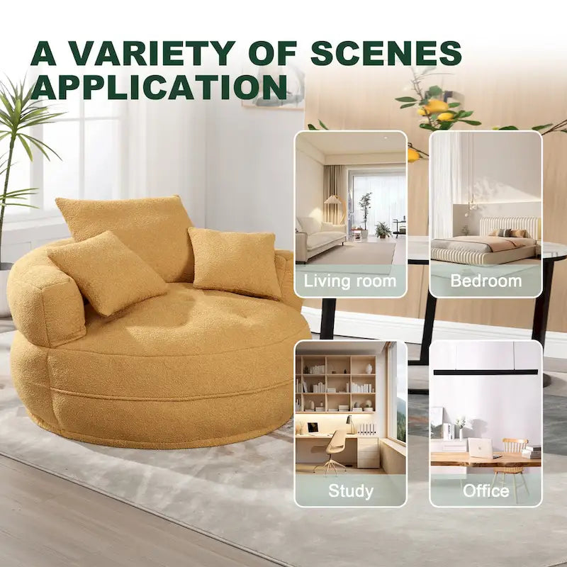Poltrona rotonda Lazy Sofa - Bianco/Blu/Grigio/Giallo/Arancione/Rosa acceso/Blu navy/Verde, posto singolo e doppio