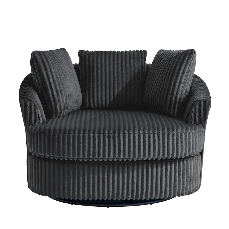 Pultruna Barrel li Tdur, Oversized 43 W, b’Corduroy Plush u Armrests Imdaħħlin