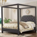 Struttura letto a baldacchino Queen Size con pali e supporti angolari a 4 punti, doghe in legno massello, senza necessità di rete a molle, silenziosa