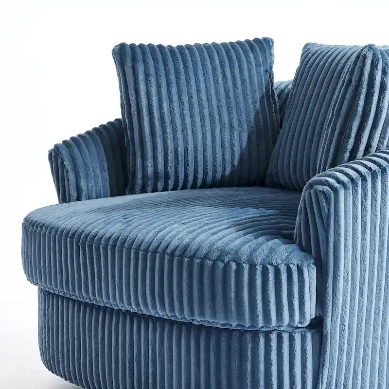 Pultruna Barrel li Tdur, Oversized 43 W, b’Corduroy Plush u Armrests Imdaħħlin