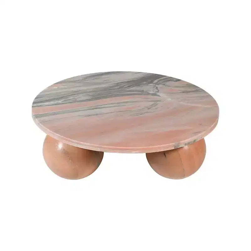 Tavolino rotondo in marmo con gambe a sfera, multicolore, 4 posti