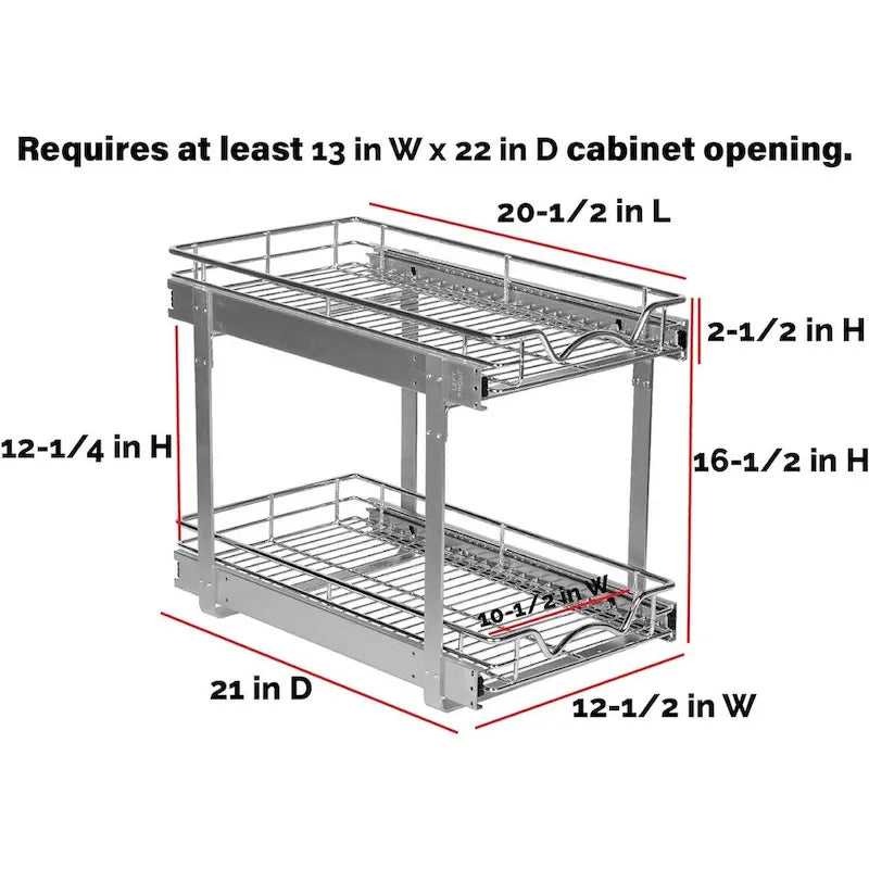 Organizzatore per Mobile Estraibile a 2 Livelli, Metallo Resistente con Garanzia a Vita Limitata - Finitura Cromata Antiruggine