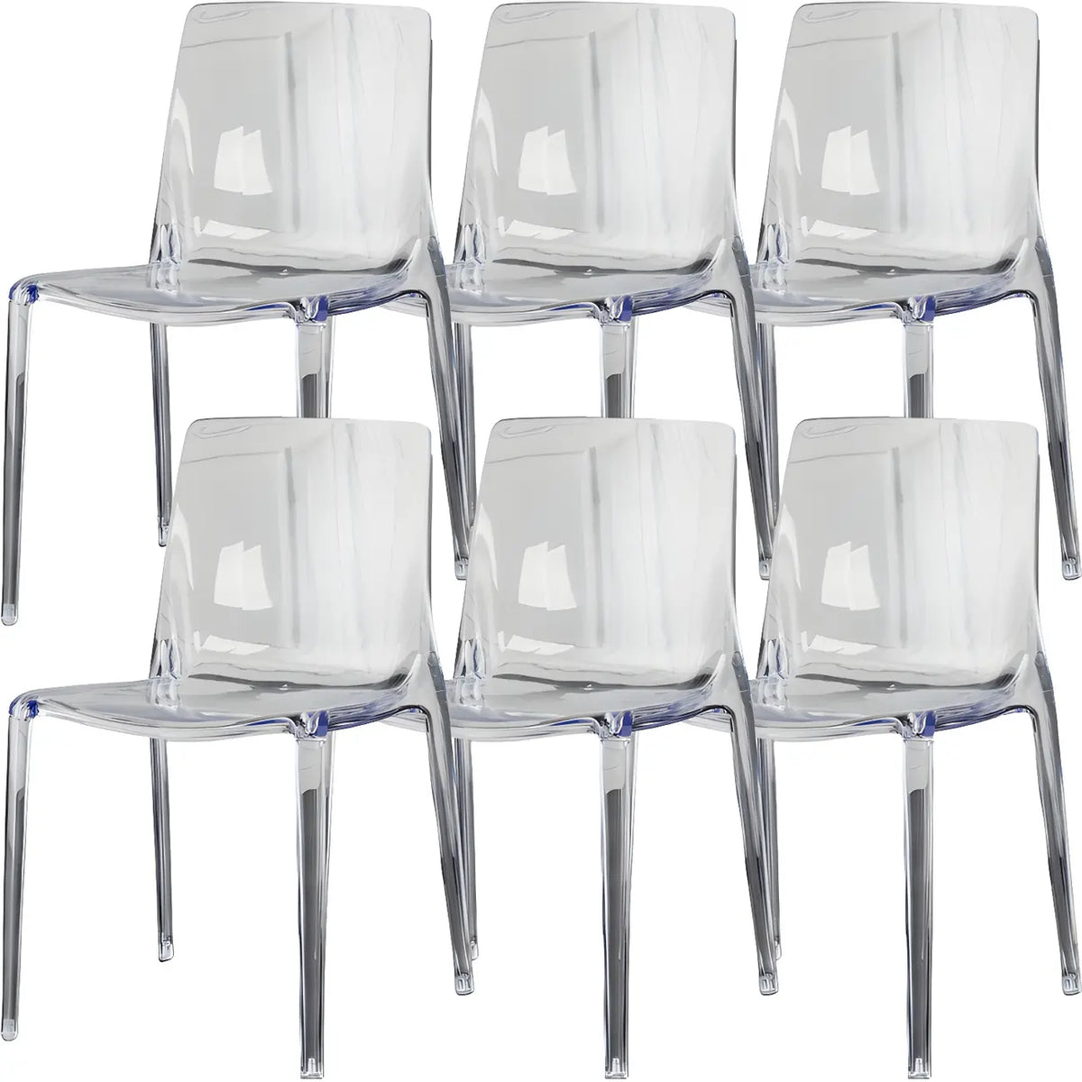 Sedia da pranzo in acrilico color ambra senza braccioli e con schienale basso