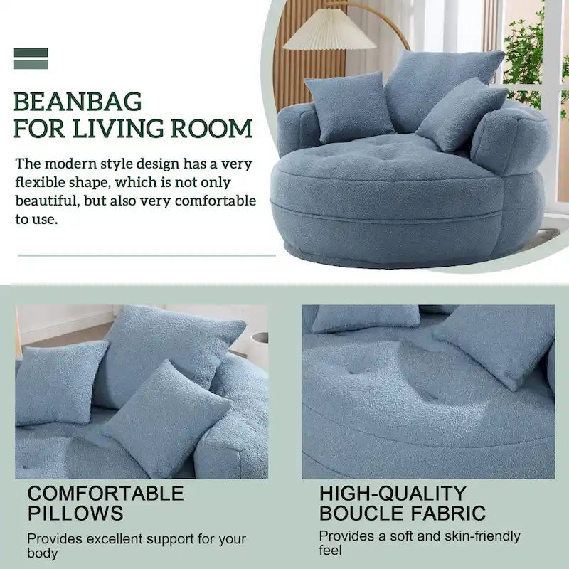 Poltrona rotonda Lazy Sofa - Bianco/Blu/Grigio/Giallo/Arancione/Rosa acceso/Blu navy/Verde, posto singolo e doppio