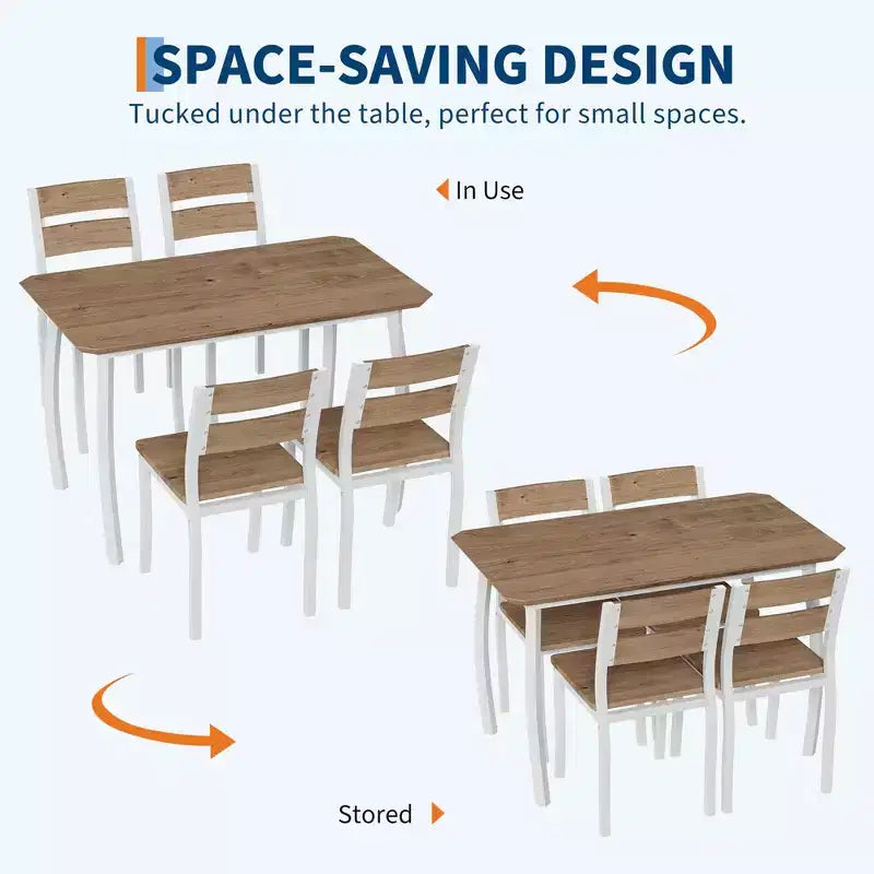 Set da cucina composto da tavolo e sedie con struttura in metallo, 5 pezzi, con design smussato