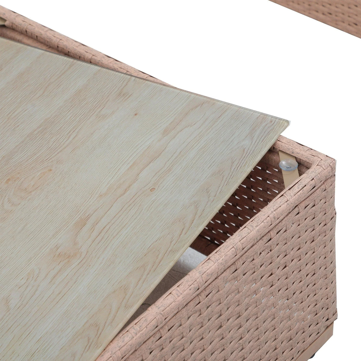7-teiliges Outdoor-Sitzgruppen-Set aus Korbgeflecht und Stahl mit Polsterung