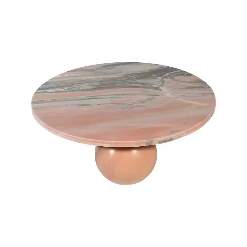 Tavolino rotondo in marmo con gambe a sfera, multicolore, 4 posti
