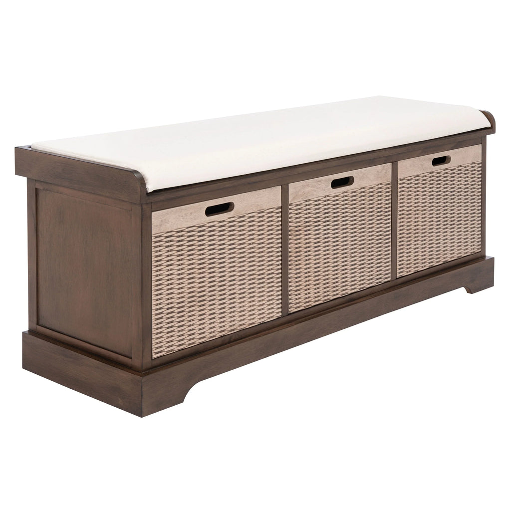 Bank tal-ħażna SAFAVIEH Fiorello bi 3 kxaxen u kuxxin - 47.3 W x 15 L x 19 H - 47Wx15Dx19H