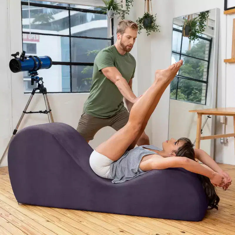 Chaise longue Avana Sleek per yoga - Prodotta negli USA - Ideale per stretching, relax, esercizio e altro, 60D x 18W x 26H pollici, grigio chiaro