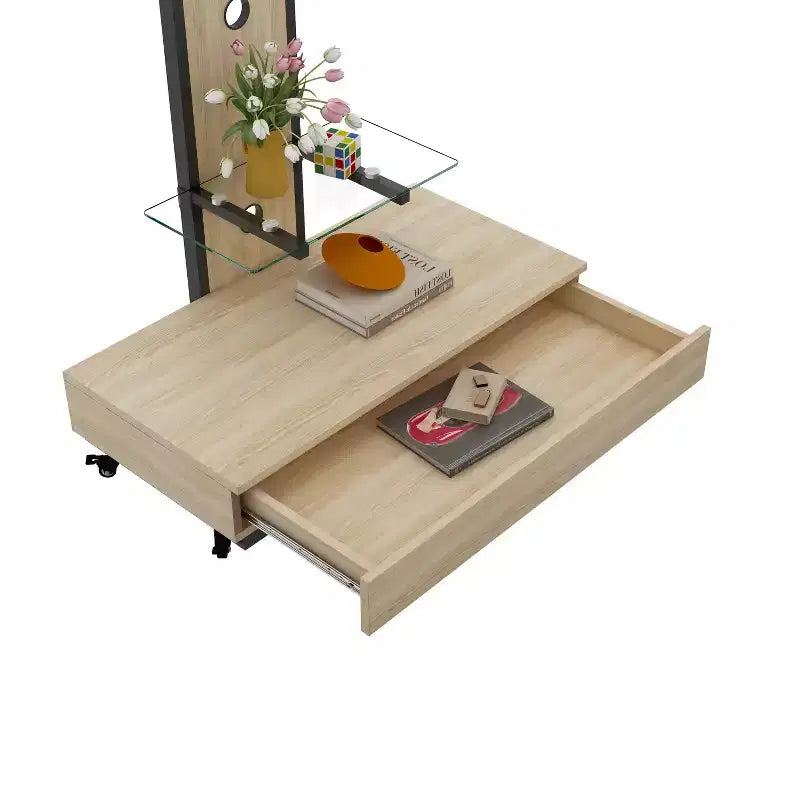 Mobile TV per TV da 32-75 pollici, carrello TV mobile ad altezza regolabile con cassetto e ruote per soggiorno, camera da letto e ufficio -ModernLuxe
