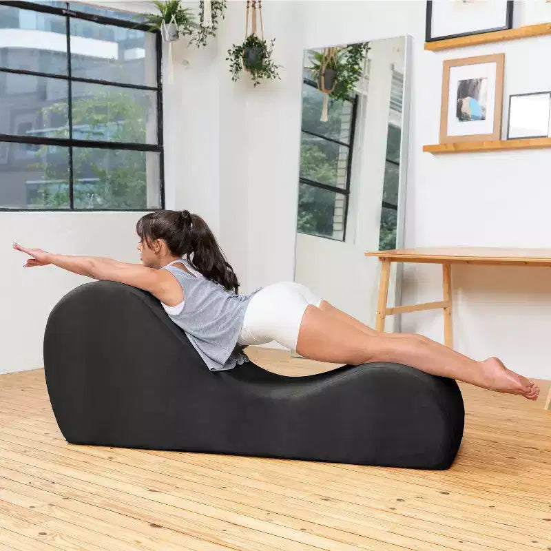 Chaise longue Avana Sleek per yoga - Prodotta negli USA - Ideale per stretching, relax, esercizio e altro, 60D x 18W x 26H pollici, grigio chiaro